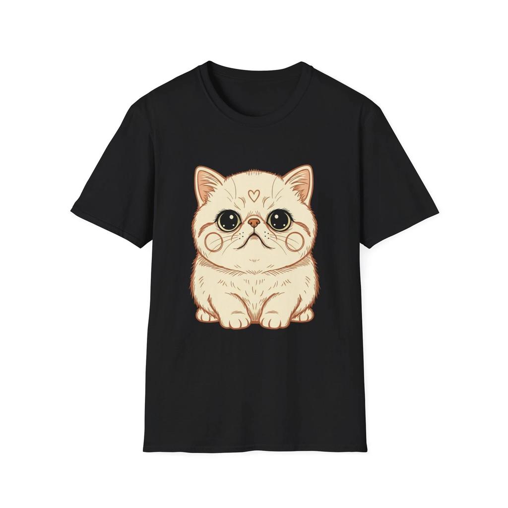 Cat Kawaii Cute Illustrated Black Tee Anime Graphic T-Shirt