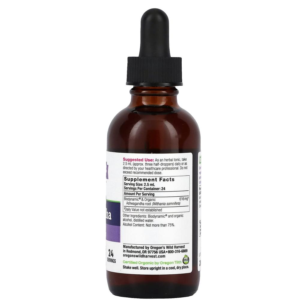 Oregon's Wild Harvest Biodynamisch, Ashwagandha-Extrakt, 59 ml (2 fl oz)