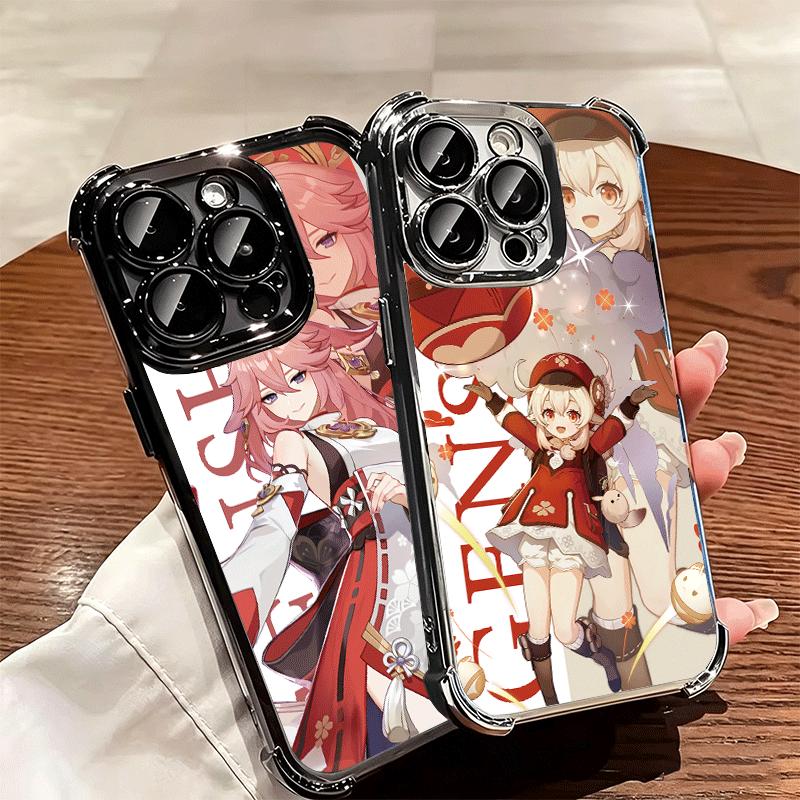 Genshin Impact Anime Beschichtetes Handyhülle Für Iphone 16 17 Pro Max Air 16E 14 15 Plus 12 13 Mini Anti-Fall Airbag Hülle