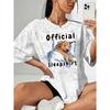Summer new style sleep puppy letter print snowflake short sleeve shirt T Shirt Top Round neck, light and breathable, suitable for spring, summer, and