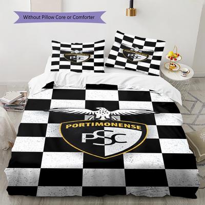 Portimonense SC Pattern Bedding Set Quilt Cover Pillowcase Home Decor Gift (1 * Duvet Cover + 2 * Pillowcase, Without Core)