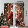 2pcs 2D Flat Printing Christmas Window Drapes Santa Claus Gifts Christmas Festive 100% Polyester Without Electricity Holiday