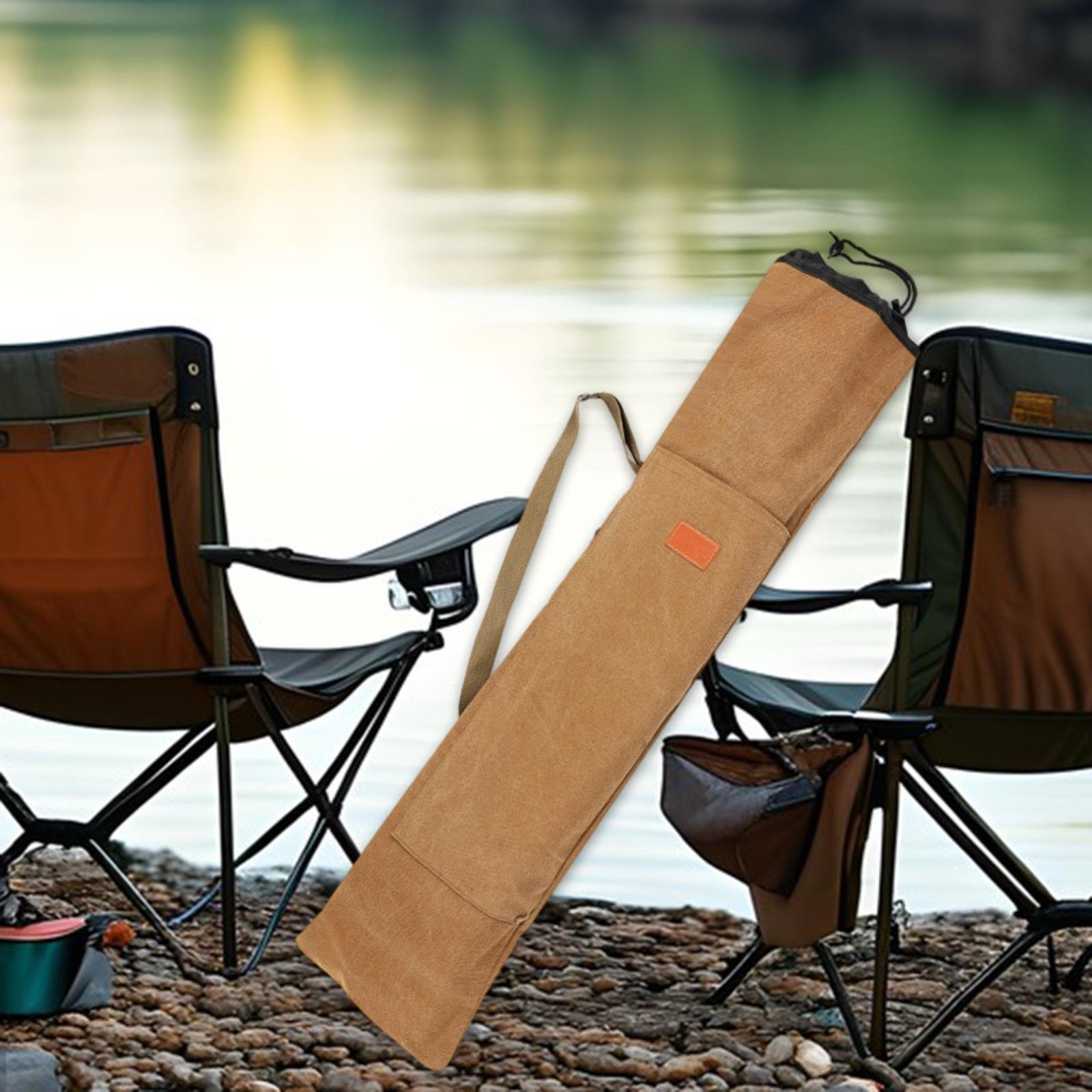 

Fishing Rod Bag for Tarp Pole Portable with Shoulder Strap Drawstring Tackle Storage Khaki 120cm