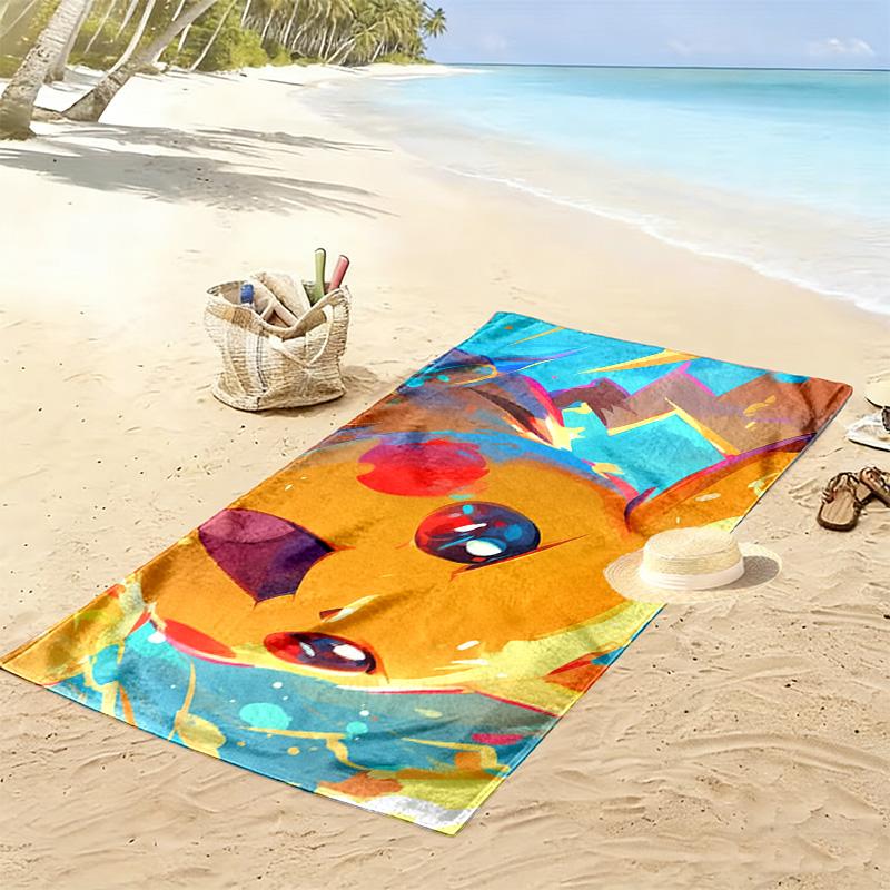 Pikachu Print Beach Towel, Large Soft Quick Dry Towel for Beach Camping Swimming