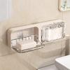 Glacier Pattern Wall-Mounted Double-Layer Soap Holder: Punch-Free Bathroom Storage Box