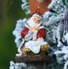 Christmas Party Decoration Hanging Ornaments Resin Hugging Santa Claus Figurines Mini Santa Pendant Xmas Tree Home Decor Supplie