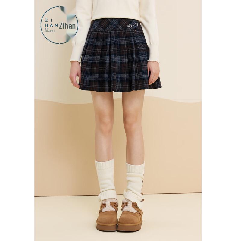 Zihan Collegiate Style High-Waisted Pleated Plaid Mini Skirt