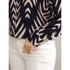Vintage Printed Loose Long Sleeve Plus Size Commute Blouse For Women