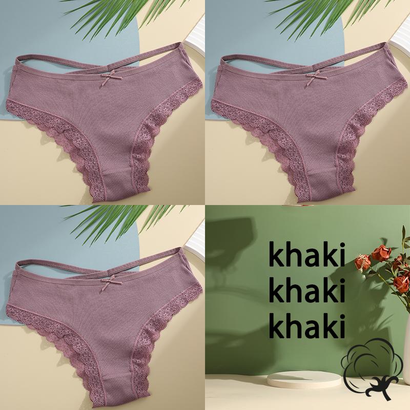 FINETOO 3PCS/Set Cotton Briefs Women Mid Waist Panties Sexy Underwear Ladies Lingere Straps Bow Panties Underware Comfortable Womens