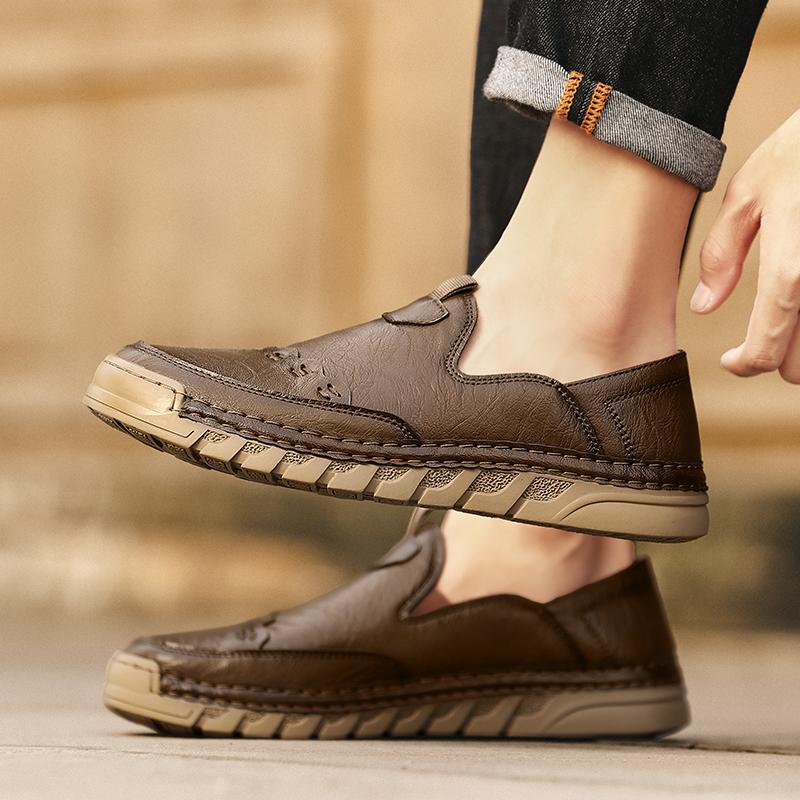 Fashion Outdoor Comfortable Ankle Sports and Casual Leather Shoes Autumn Fashion Brand Breathable Handmade Stitching Casual Men's Shoes