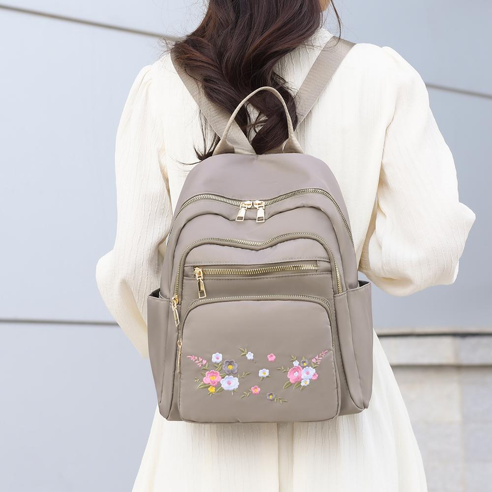 Women's Embroidered Flower Backpack Outdoor Travel Backpack Schoolbag