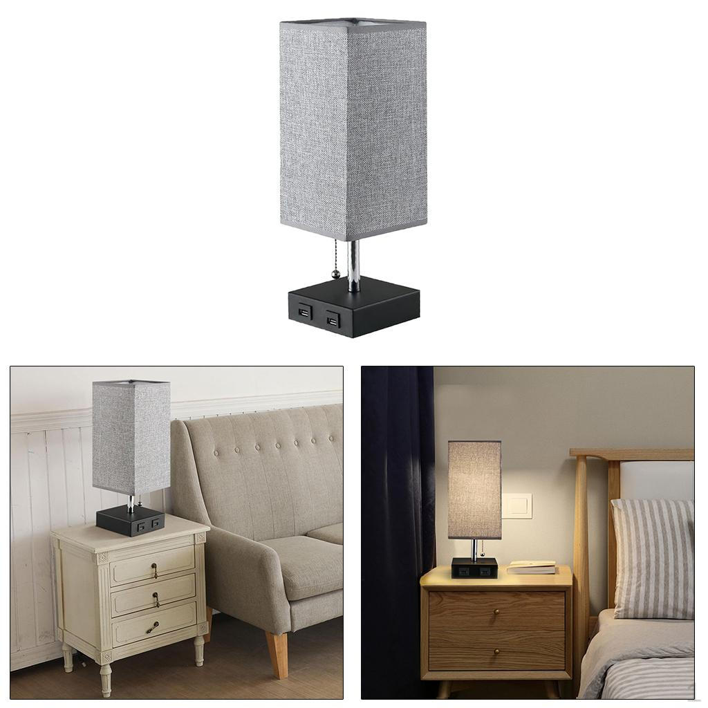 Table Lamp Linen Fabric Shade for Desk Bedroom Dorm