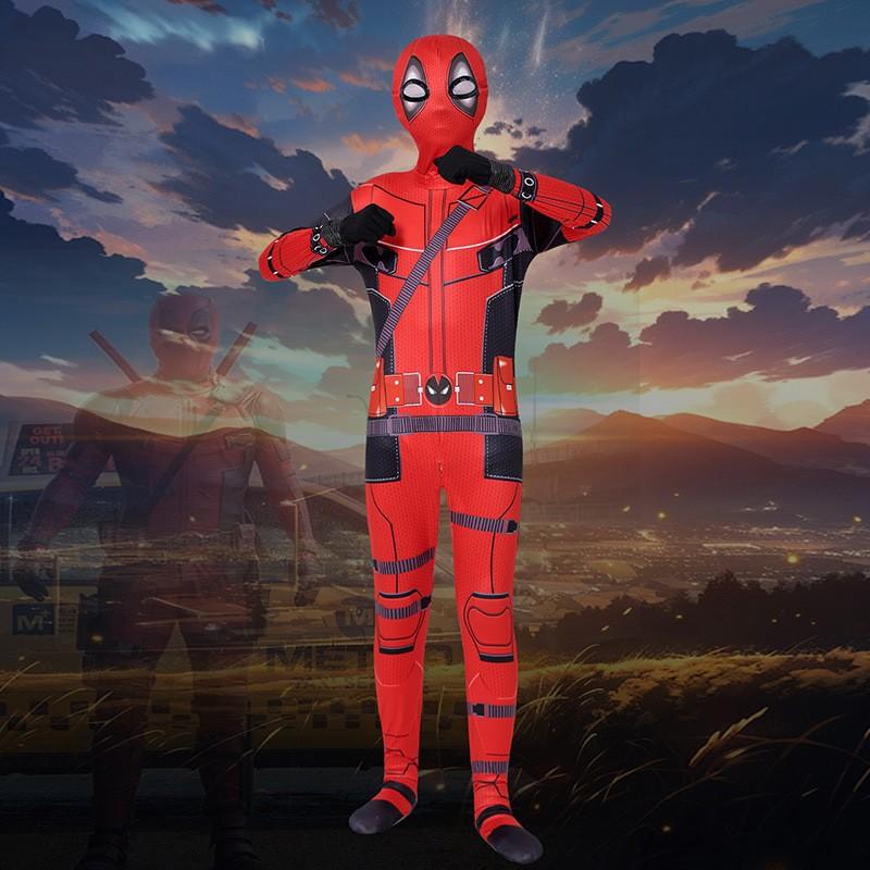 Live action movie Deadpool tight-fitting onesie cosplay costume, Halloween suit, children s anime costume 100
