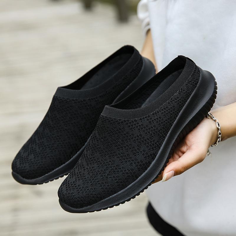 Foreign Trade Large Size 35-42 Women's Shoes Spring Casual Sports Socks Shoes Half Tray Lightweight Breathable Cloth Shoes Soft Sole