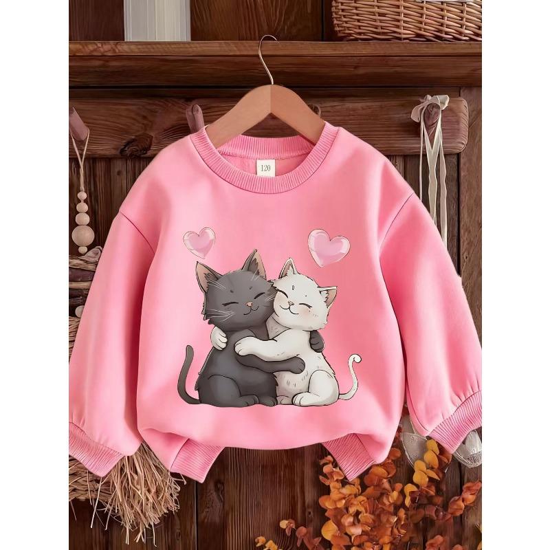 Kids Sweatshirt Print Sweatshirt - Long Sleeve Round Neck with White & Grey Hug Design, Soft Warm Fall Winter Casual Easy-Care