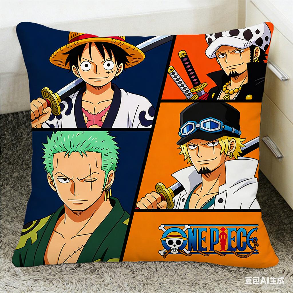 One Piece Pillow Cover Anime Fan Favorite Character Print Decorative Pillowcase for Bedroom Living Room and Anime Enthusiasts