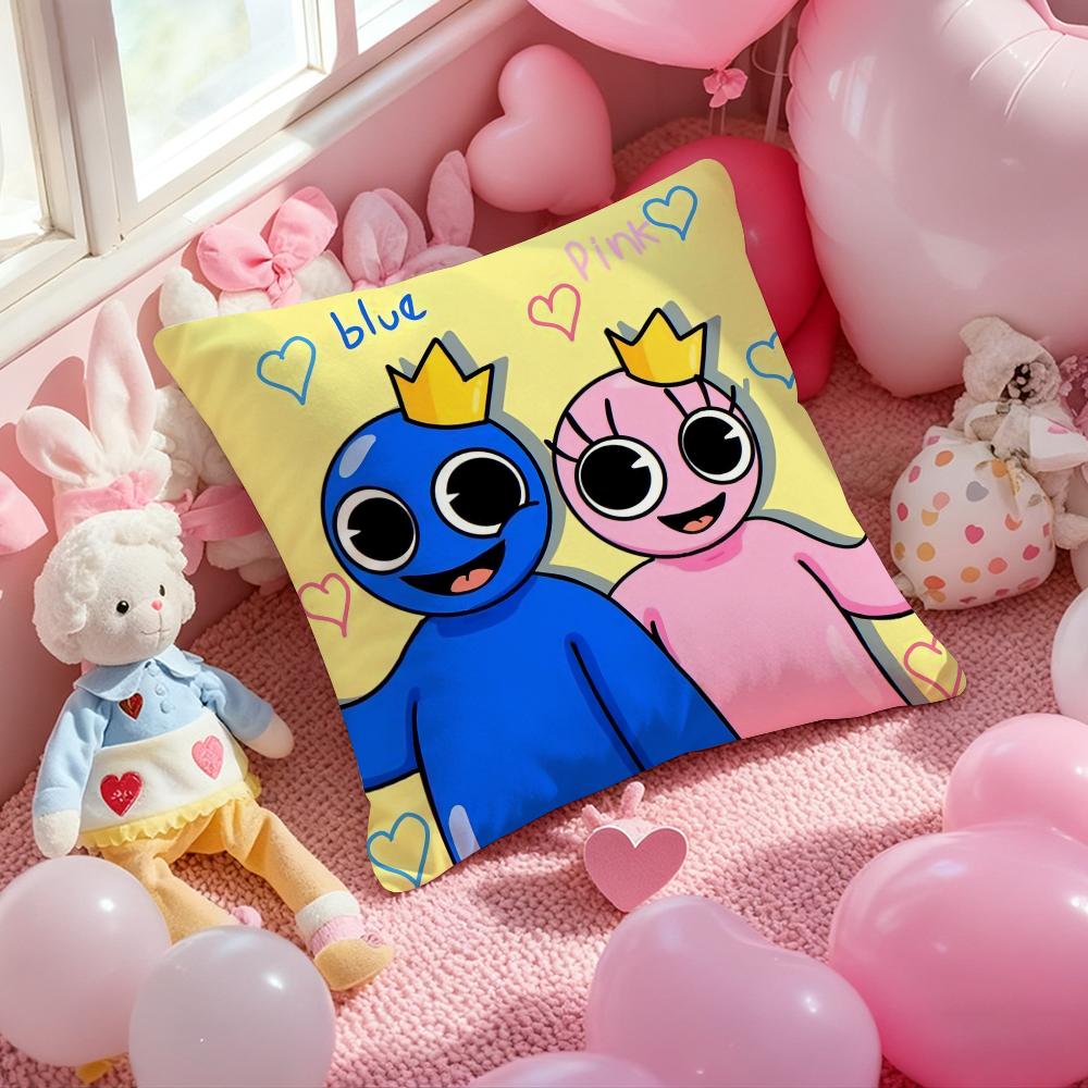 Cartoon RRainbow Friends Pillow Case Soft Plush Fabric DoubleSided Printed Cushion Cover Warm Winter Sofa Pillow Case