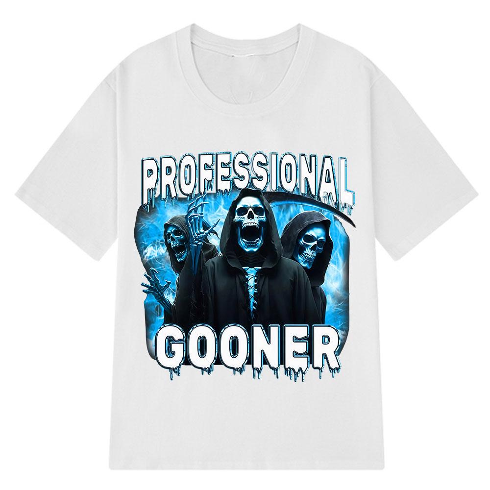 Professional Goone Attack Funny Skeleton Fans Men and Women T-shirt Goo Joke Party Neutral Hip Hop T-shirt Harajuku Tees
