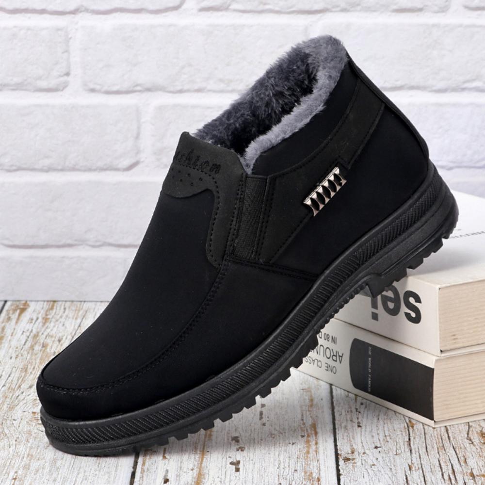 

Модные зимние деловые повседневные мужские хлопковые ботинки из натурального хлопка, мужские туфли из мягкой ткани с мягкой подошвой из хлопка, мужские туфли с металлическими декоративными элементами 39 чёрный