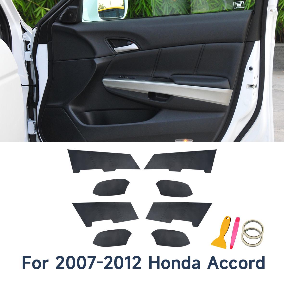 8th Gen Honda Accord (08-12) Door Armrest Leather Wrap Interior Upgrade Black Leather Black Stitching