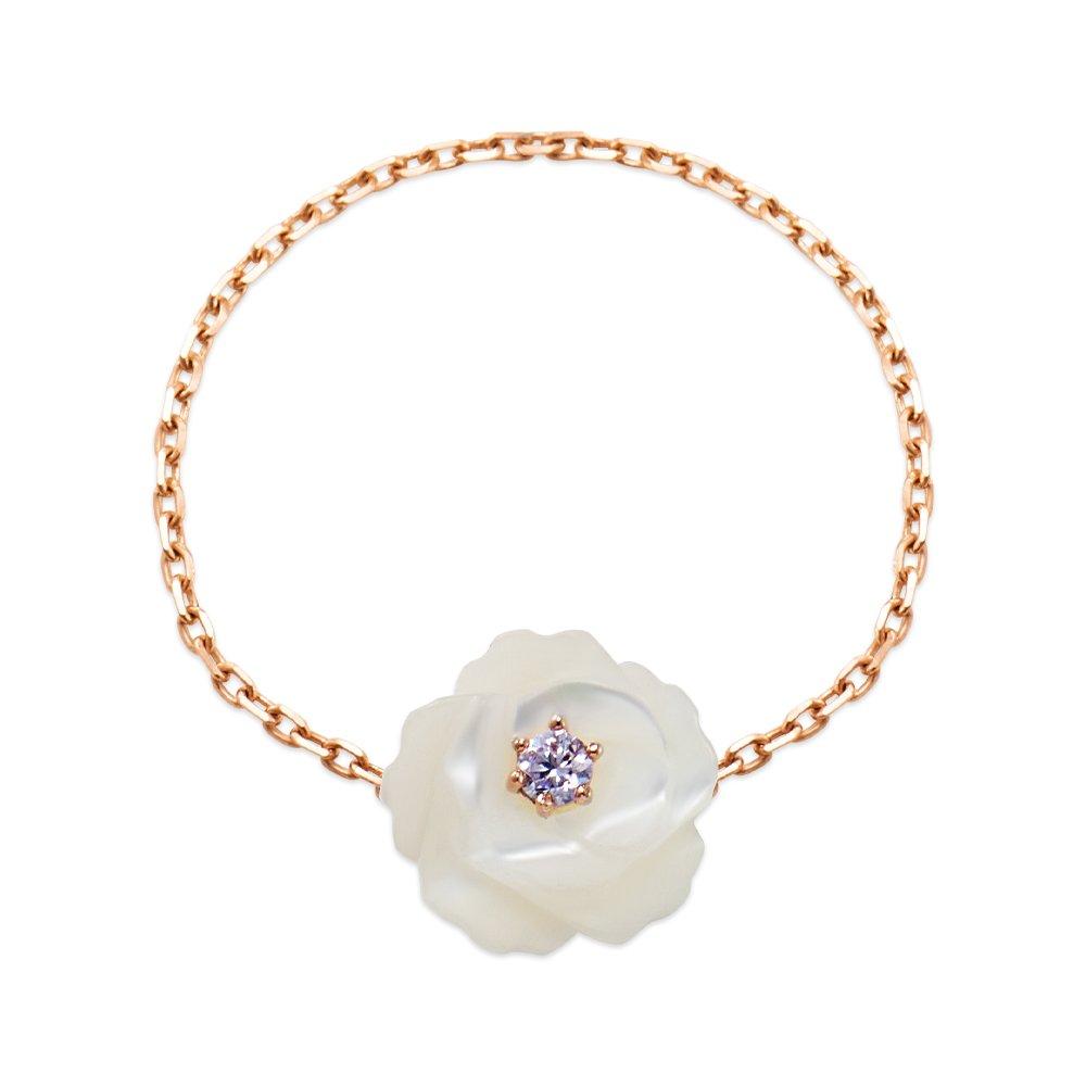 [Bnbgold] 14K/18K Blume Lavender Rose Mother-of-Pearl Chain Ring Mnr41034