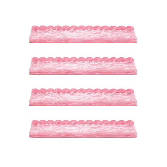 1/4Pcs Mahjong Rack with Detachable Magnetic Pusher Scalloped Acrylic Mah Jongg Tile Holder