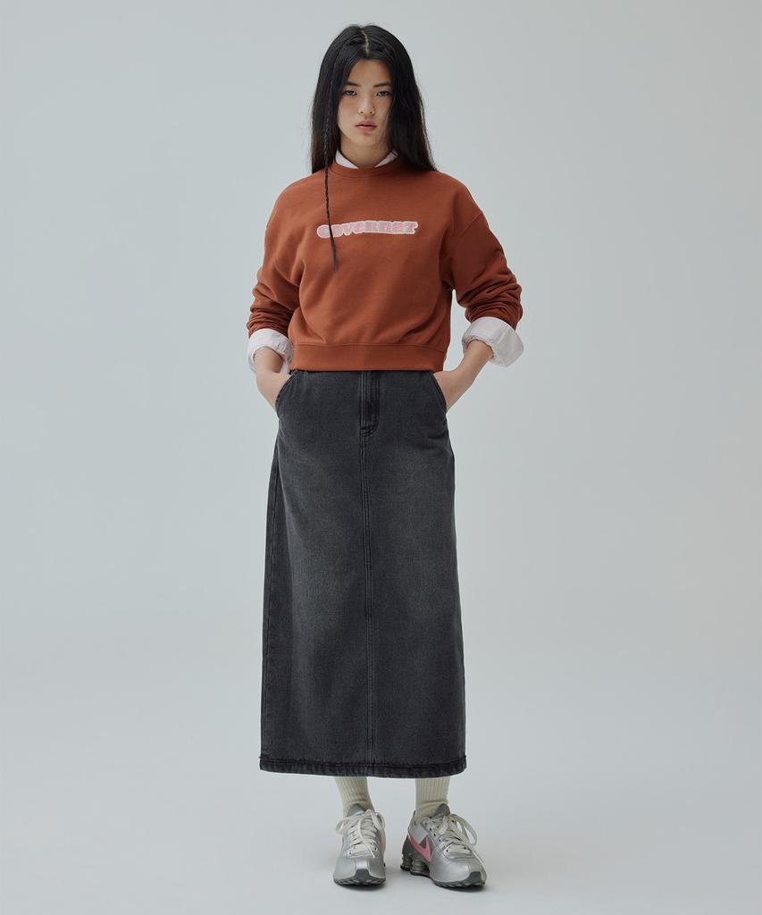 Covernat Woman Denim Long Skirt Black