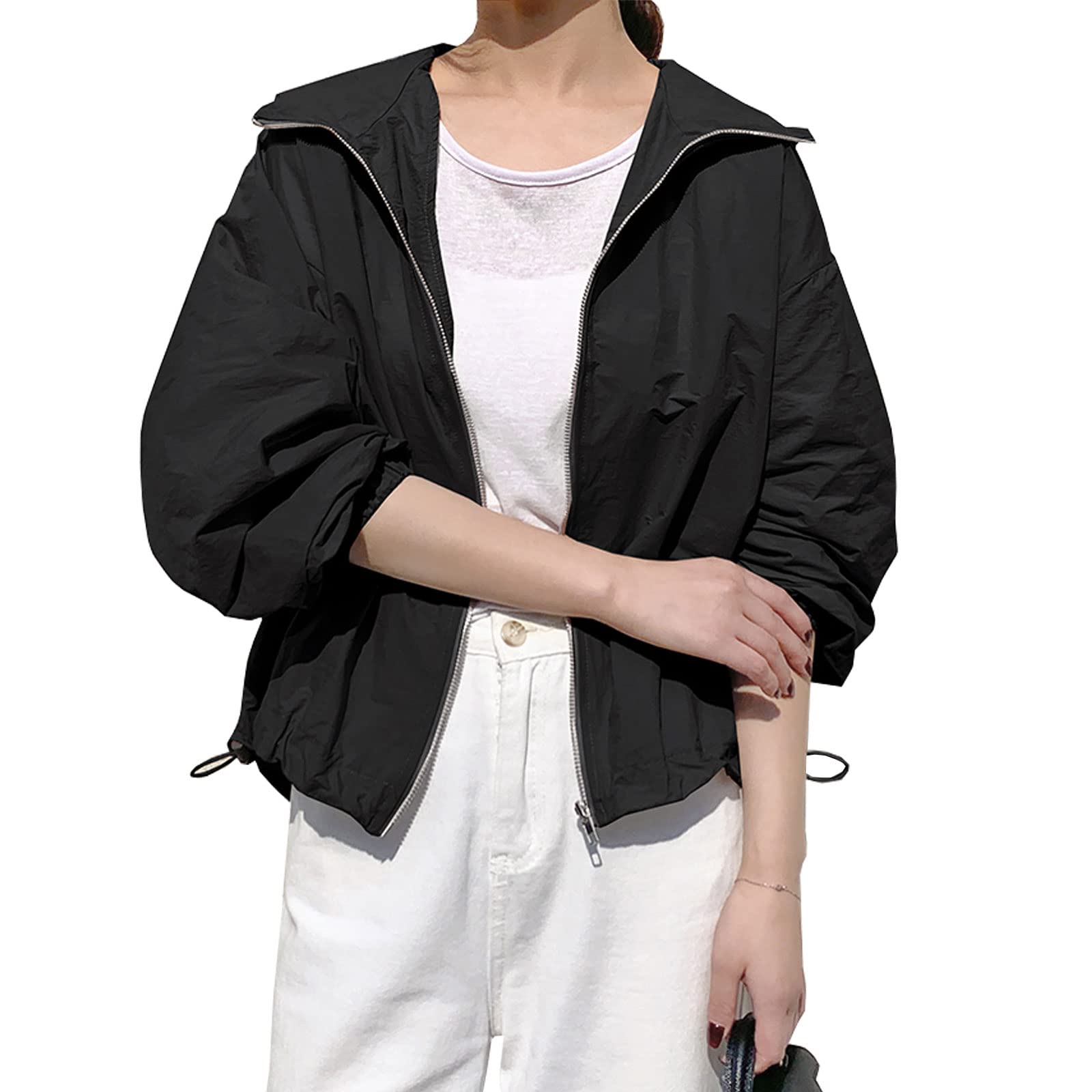 

Рашгард с защитой от УФ-лучей, шляпа от солнца и кондиционера для прогулок осенью [7-livehouse] худи, защита, кардиган, женский, защита, защита, защита, в комплекте, чёрный