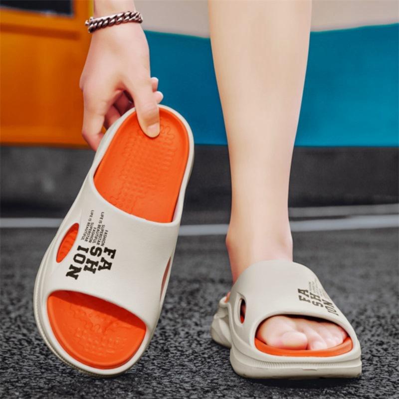 

Однословные шлепанцы мужские летние 2024 новые с ощущением наступания в дерьмо, уличные, мужские, домашние, для отдыха, пляжные сандалии, студенческие 45