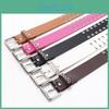 Women Hollowed Metal Leather Belt With Solid Color And Alloy Buckle Fashion