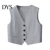 Short Design Outerwear For Women Waistcoat Vest Vintage Sleeveless Dressy Suit Casual Button Up Layering V-Neck Tuxedo for Daily Wear Office