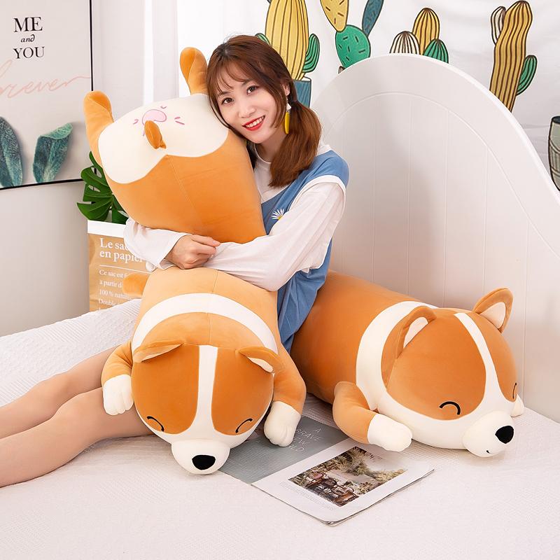 60-120cm Hot Kawaii Corgi Long Pillow Doll Stuffed Animals Plush Toy Sleeping Pillow Soft Kids Toys for Girlfriend Gifts