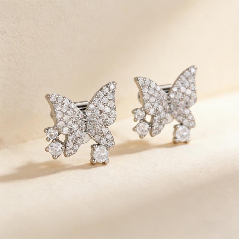 Elegant Butterfly Zircon Studded Ear Clip For Freeclip 1/2 Headphones Clip on Charm Earphone Jewelry Gold /Silver