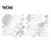 Non Damaging Wall Stickers for Home 1 Set Marine Life Decals, Acrylic Mirror Fish Conch Stickers, Self Adhesive Ocean Theme Decor Waterproof