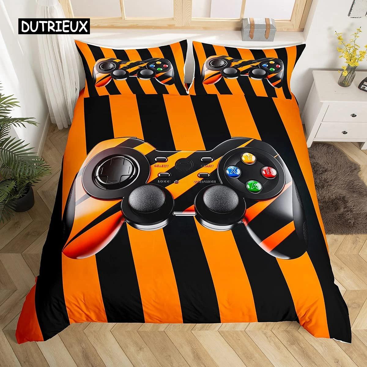 

Gamepad Duvet Cover Set Microfiber Gamer Player Gaming Joystick Comforter Cover Queen Size Kids Boys Video Bedding Set EU Single 135x200cm