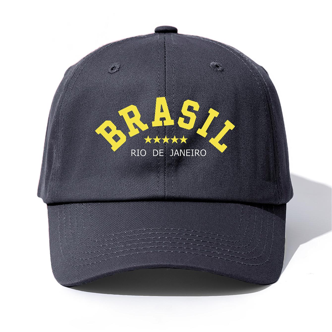 

1pc BRASIL Print Baseball Cap for Adults,Minimalist Retro Style Casual Soft Adjustable Dad Hat,Perfect As Gift серый