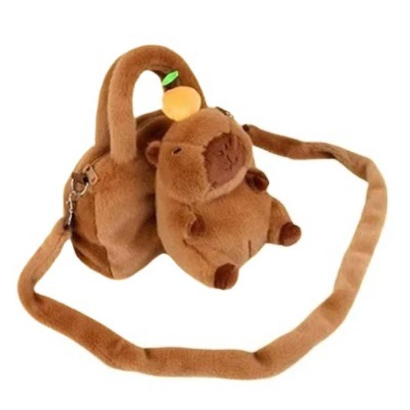 Cute Capybara Plush Backpack Lovelys Fluffy Soft Capibara Crossbody Bag Mobile Phone Bag Shoulder Bag Women's Bags Birthday Gift