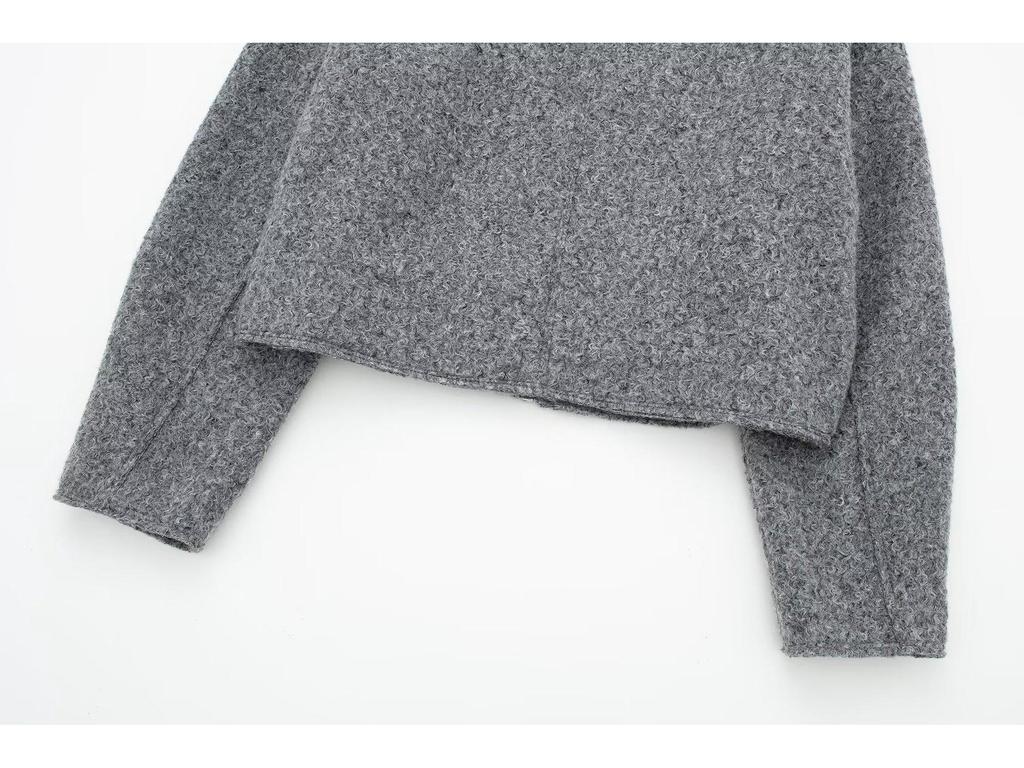 2024 Autumn/Winter Women's Casual Tweed Jacket with Lapel and Pocket