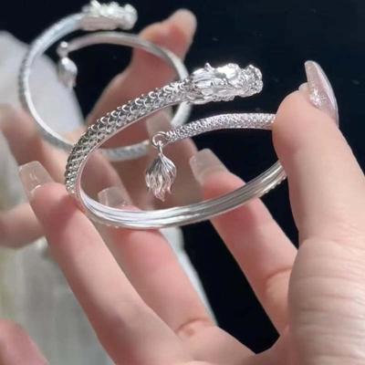 Fashion Chinese Style Zodiac Dragon Bangle Women Men New Year Lucky Charm Bracelet Friendship Amulet Jewelry Couple Gifts