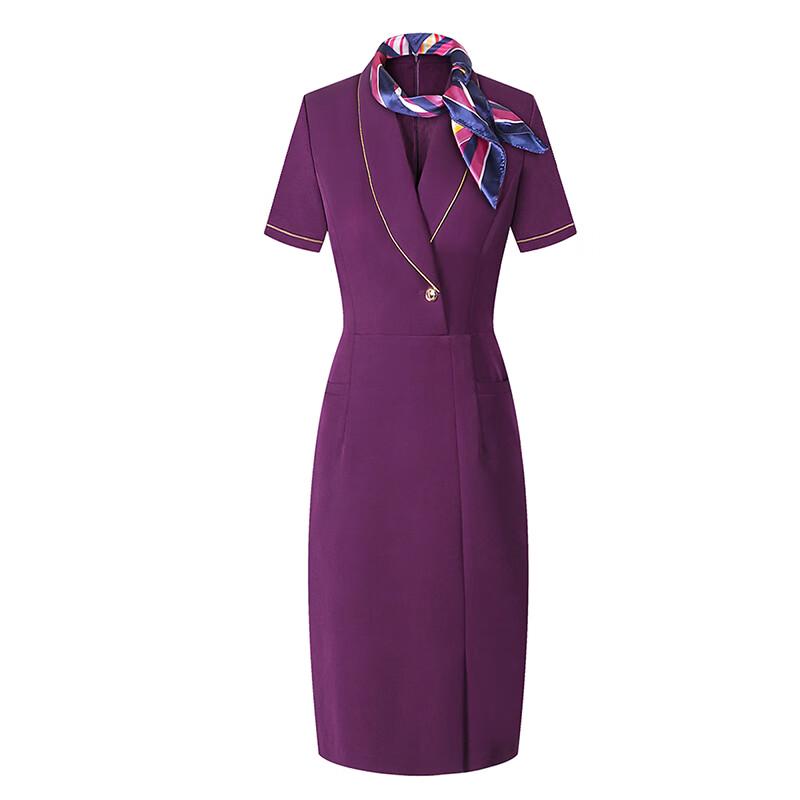 

Elegant V-Neck Professional Uniform Dress XL