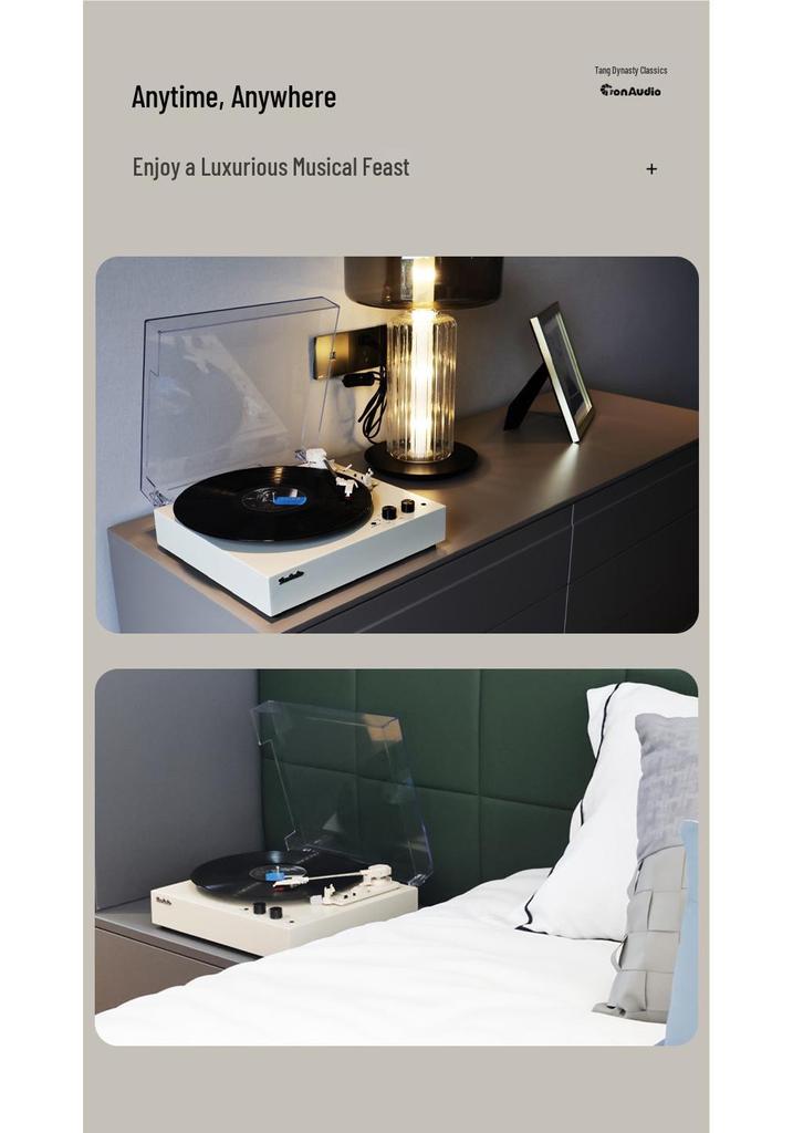 Tang Dian Portable Retro Vinyl Record Player with Bluetooth Speaker - Perfect Valentine's Day Gift