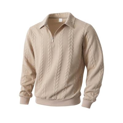 Jacquard Autumn and Winter New Style Lapel Pullover Half Placket Zipper Sweatshirt Casual Sports Men's Knitted