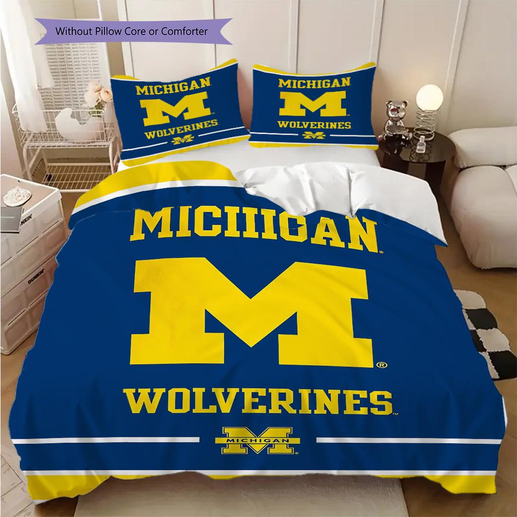 Michigan Pattern Bedding Quilt Set Quilt Cover Pillowcase Home Decoration Birthday Gift (1 * duvet cover + 2 * pillowcase, without core)