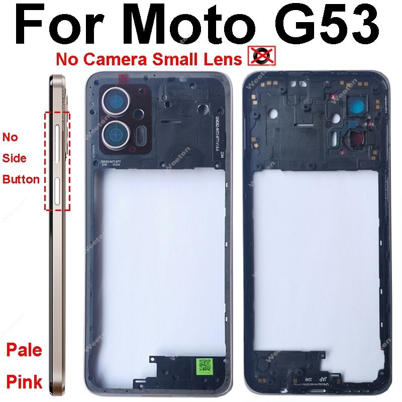 Middle Housing Frame For Motorola Moto G53 G73 Middle Frame Without Lens Frame No Side Button Cover Bezel Panel Flex Cable Parts