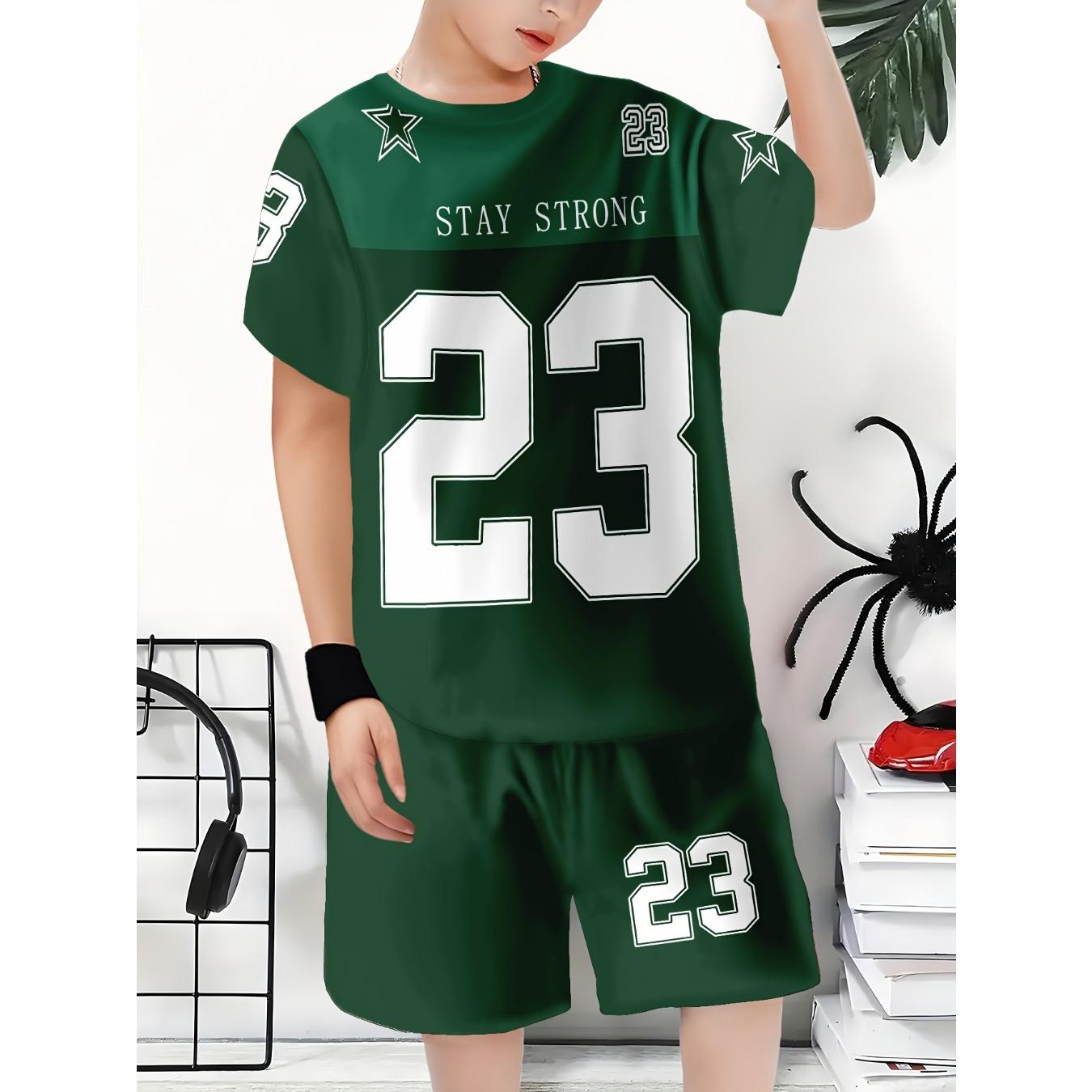 

Boys set fashionable 3D printed casual summer short sleeved shorts sportswear 5-6Y