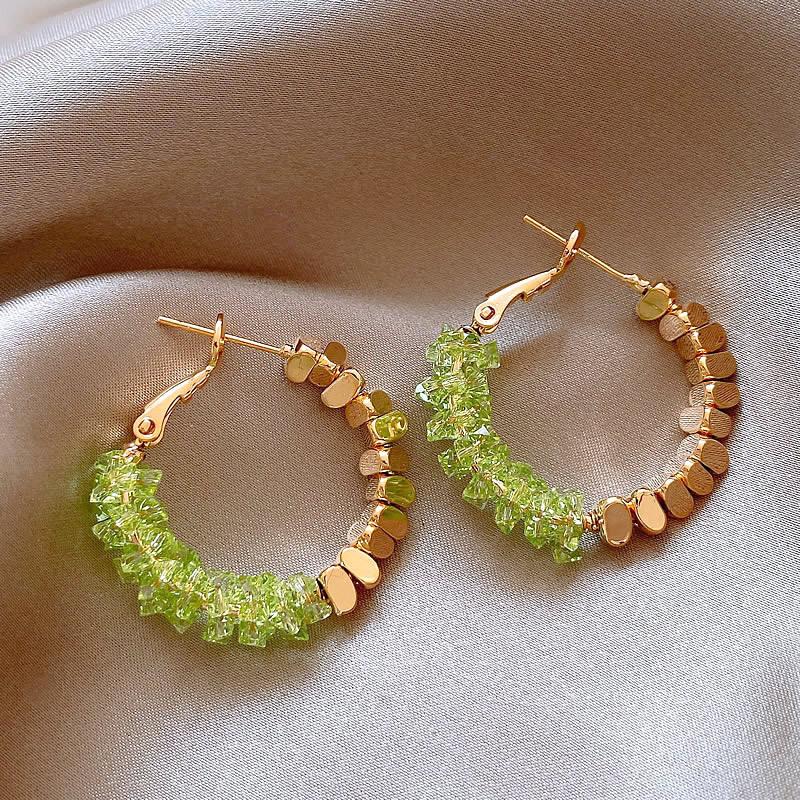 Green crystal flower butterfly earrings summer small fresh and sweet stud earrings 2025 explosion high-end earrings women