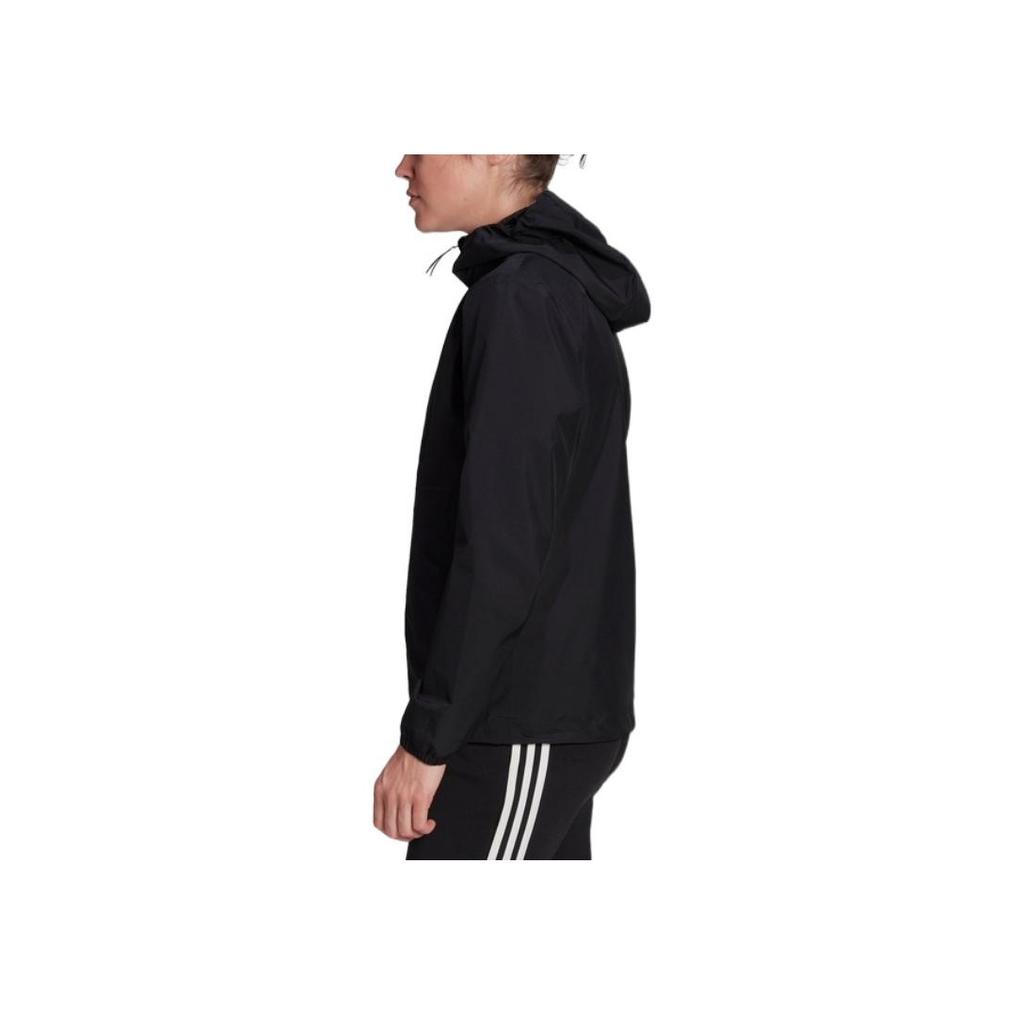 Adidas Solid Color Logo Hooded Jacket Women Jackets Black H48587
