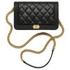 Leboy Grain Cow Leather Material Gold Metal Crossbody Bags Women's Black AP1117-B01490-94305