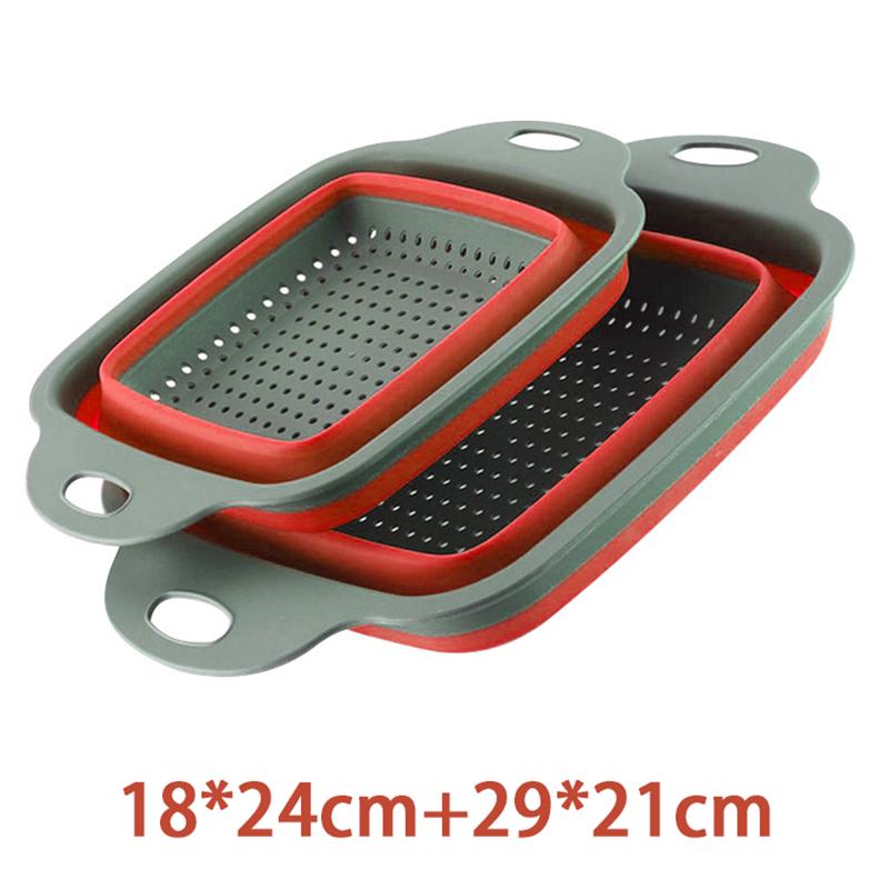 Silicone Folding Drainer Basket Portable Kitchen Strainer Fruit Vegetable Washing Folding Drainer Kitchenware Drain Device GLW01