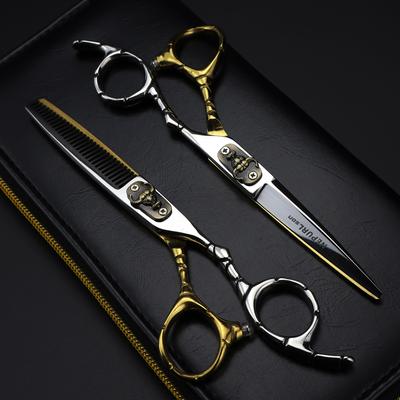 Tesoura profissional de aço de 6 polegadas para corte de cabelo, cabeça de touro, desbaste, tesoura de barbeiro, tesoura de cabeleireiro
